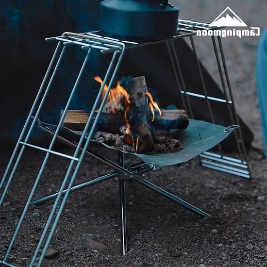 Campingmoon Fire Bowl in acciaio inossidabile color argento per barbecue a legna e campeggio