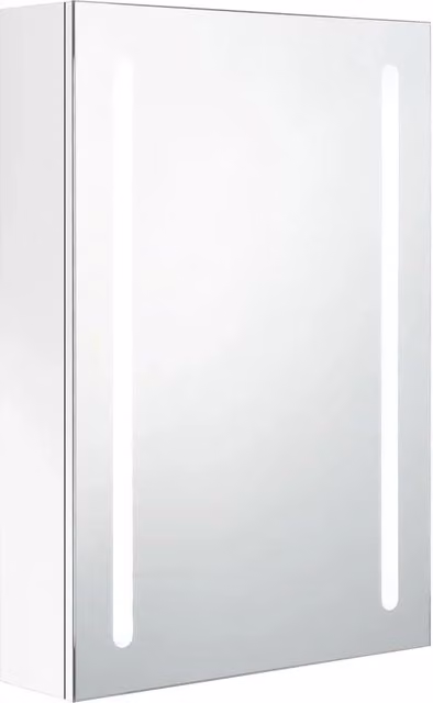 Mobile da bagno moderno bianco lucido con specchio e illuminazione LED a parete L: 50 cm, P: 13 cm, H: 70 cm