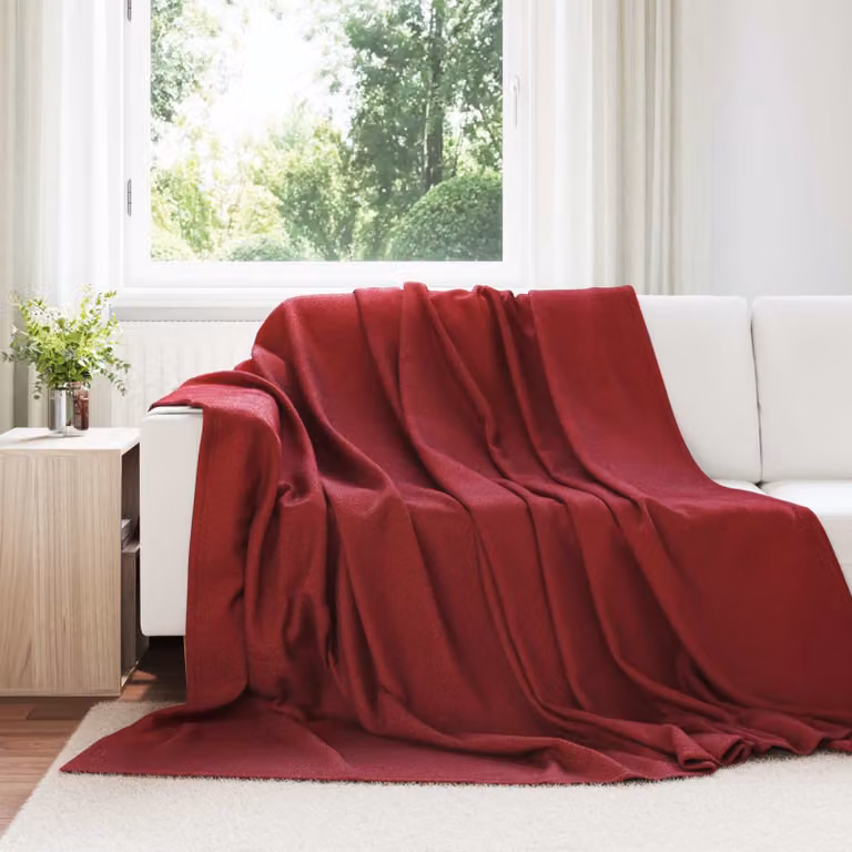 Set di 24 coperte in pile vidaXL colore rosso bordeaux, L 270 cm x P 240 cm