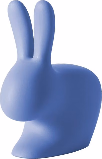 Sedia Baby Rabbit Qeeboo in polietilene blu opaco per bambini e giardino