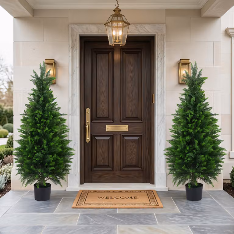 Set di 2 alberi artificiali di cedro Costway verdi con vaso e fondo rinforzato, Altezza: 120 cm