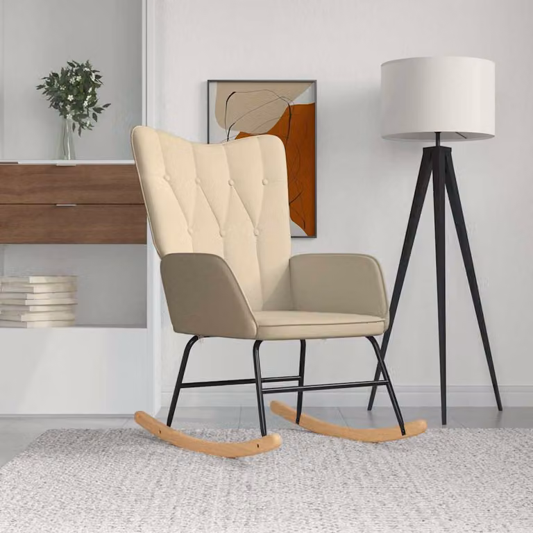 Sedia a dondolo moderna vidaXL in tessuto beige per adulti