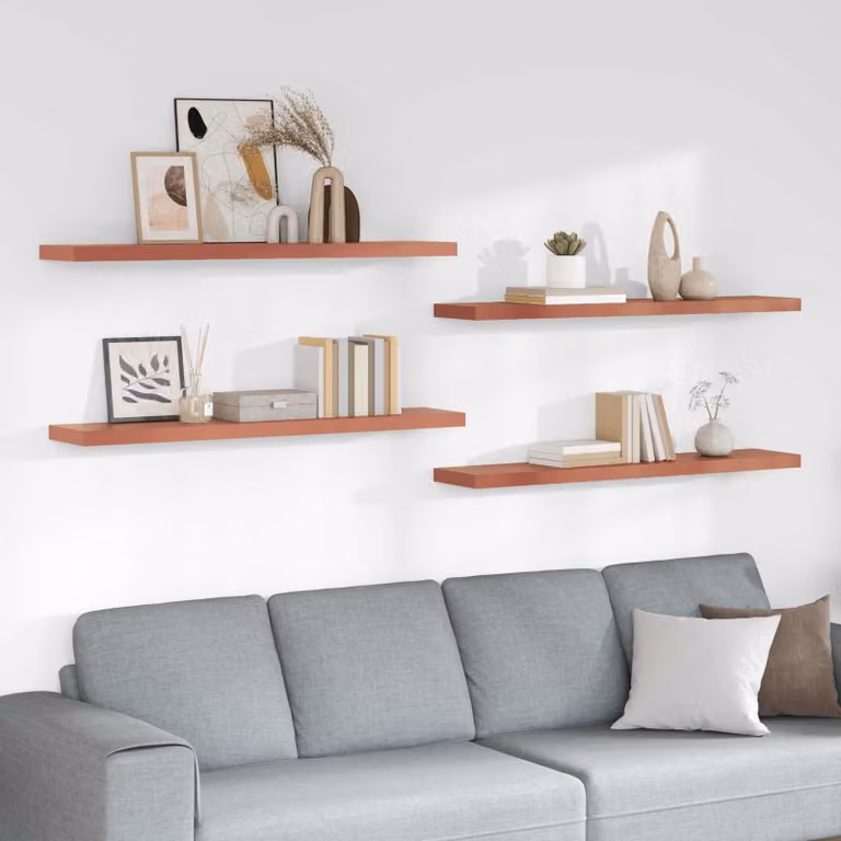 Set di 4 Scaffali da Parete Moderni vidaXL in MDF Rosso Opaco L: 120 cm, P: 23,5 cm, H: 3,8 cm
