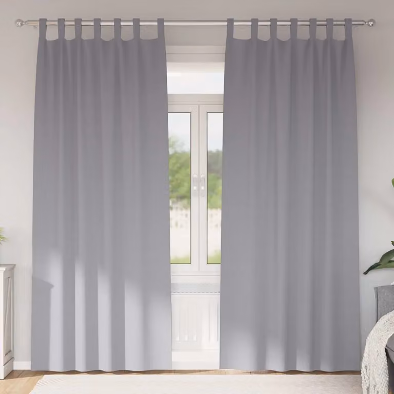 Set di 2 tende blackout vidaXL con anelli in poliestere, colore grigio, H: 260 cm x L: 140 cm
