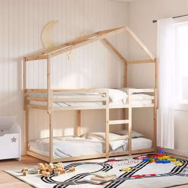 vidaXL Letto a Castello per Bambini in Legno di Pino Marrone, L/P/H: 90 x 190 x 195,5 cm