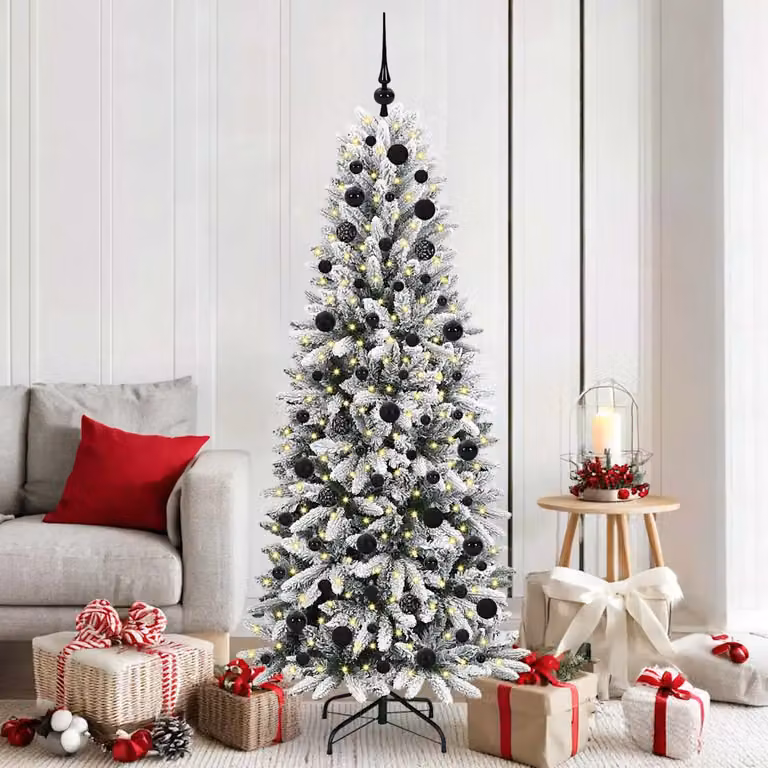 Albero di Natale artificiale vidaXL bianco e verde con luci LED warm white, Altezza: 180 cm