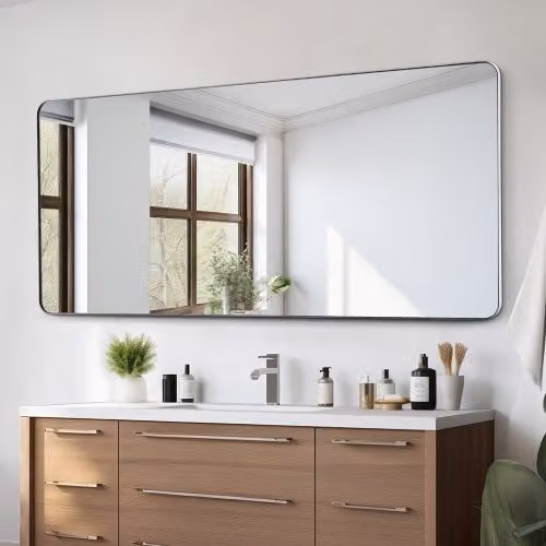 Specchio da parete VEVOR rettangolare con cornice in lega di alluminio argento, antigraffio e con pellicola antideflagrante, L: 182,8 cm, H: 81,3 cm