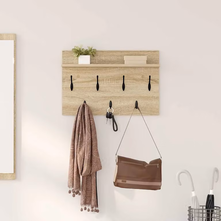 Appendiabiti a muro vidaXL Rovere Sonoma Marrone L 80 cm x P 40 cm x H 12 cm
