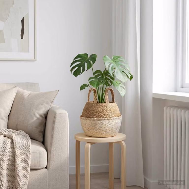 Vaso da fiori con manici vidaXL in erba marina, Bianco, Ø 22 x H 20 cm
