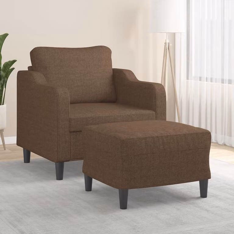 vidaXL Poltrona Relax con Poggiapiedi Marrone in Tessuto e Struttura in Metallo e MDF