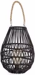 Lampada da tavolo solare NIKHITA Bizzotto in rattan nero con luce bianco caldo E27 H 28,5 cm, L 21,5 cm