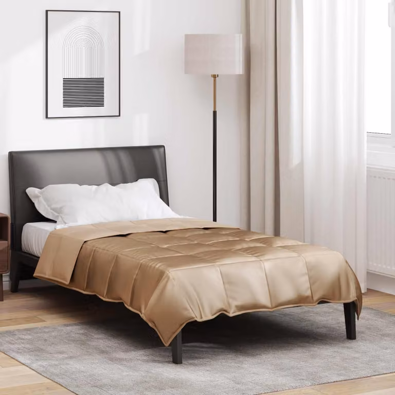 vidaXL Piumone Estivo Oro in Satin e Micropile Traspirante e Anallergico L/P/H: 135 x 200 cm
