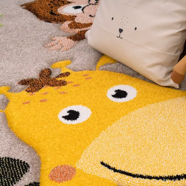 Tappeto rotondo per bambini Diamona beige e multicolore, Diametro: 120 cm