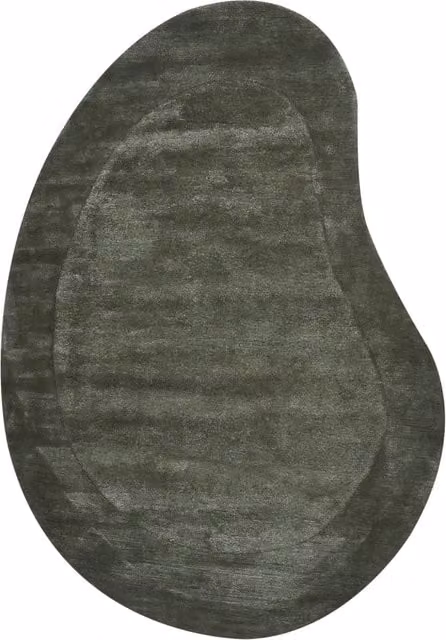 Tappeto Beliani in viscosa e lana organica verde, forma a fagiolo, L: 160 cm x P: 230 cm