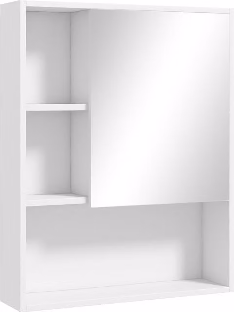 Armadietto da bagno kleankin con specchio e ripiani regolabili, montaggio a parete, Bianco, L: 60 cm, P: 15 cm, H: 76 cm