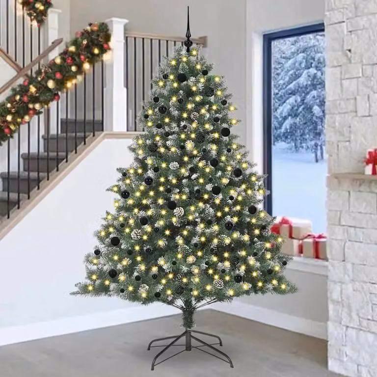 Albero di Natale artificiale verde vidaXL con struttura in metallo e plastica, Altezza: 240 cm