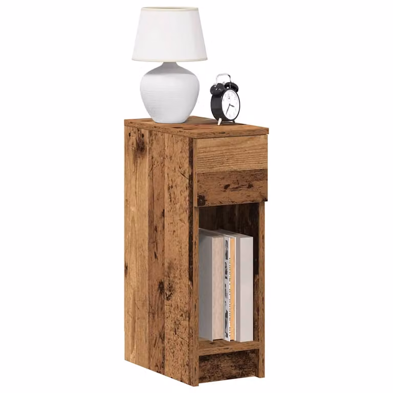 Set di 2 comodini vidaXL con cassetto in legno antico marrone L/P/H: 20 x 36 x 60 cm