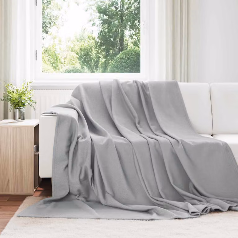 Set di 24 coperte in pile vidaXL grigie, morbide e lavabili, L 270 cm x P 240 cm