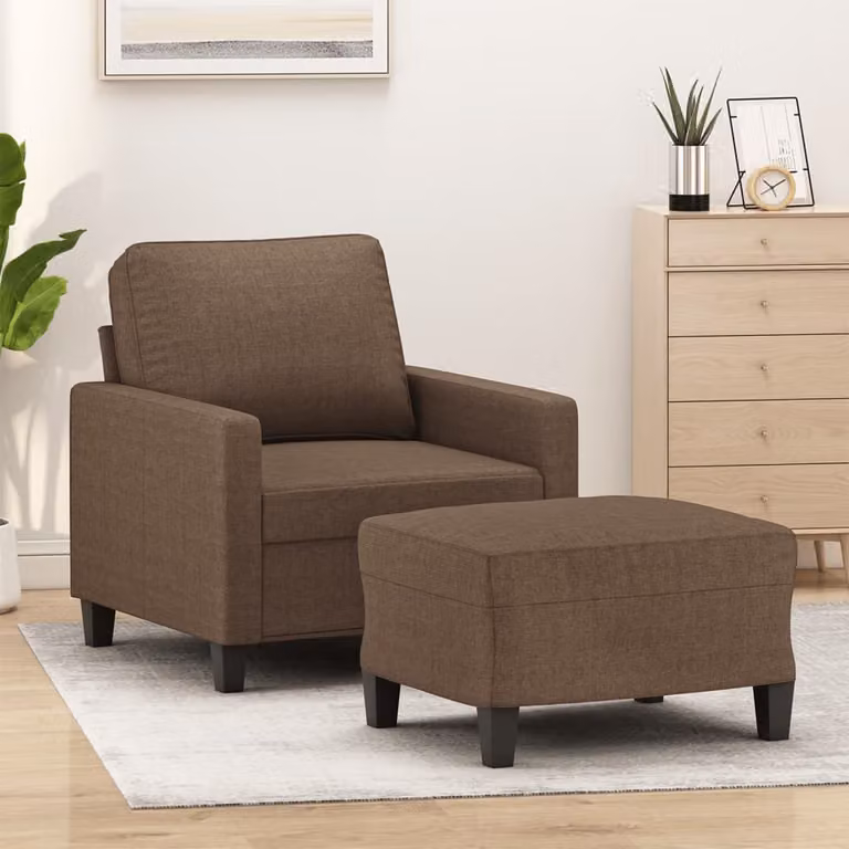 vidaXL Poltrona Relax con Poggiapiedi Marrone in Tessuto e Struttura in Metallo e MDF