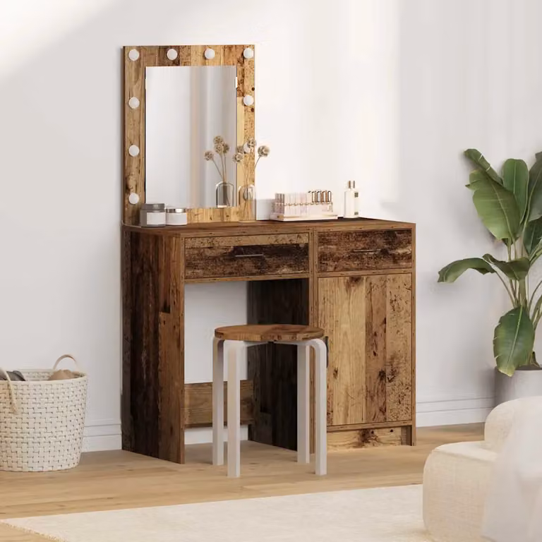Set di 2 tavoli da trucco moderni vidaXL in legno marrone L 50 cm, P 41 cm, H 135 cm