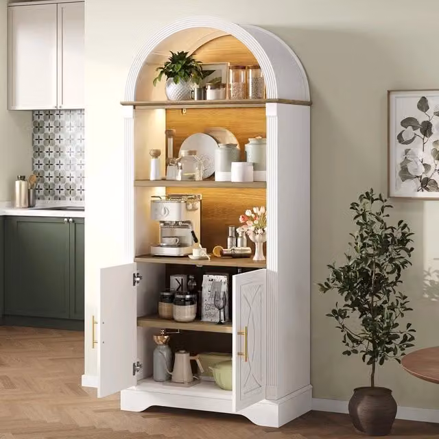 Libreria Minimal con Ripiani Regolabili e Illuminazione Integrata, Bianca, per Soggiorno, L/P/H: 60 x 30 x 180 cm