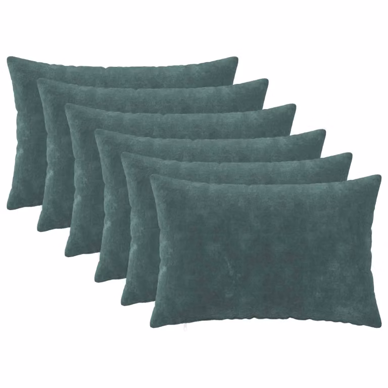 Set di 6 federe vidaXL HEERLEN in microfibra fleece, colore blu petrolio, 40 x 60 cm