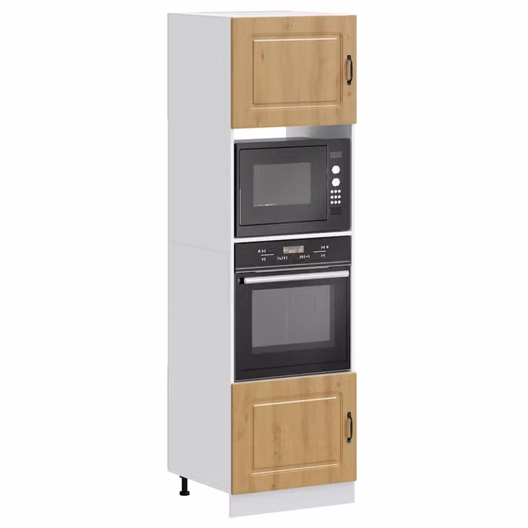Set di 2 armadi per forno vidaXL in legno Rovere e Bianco per cucina moderna