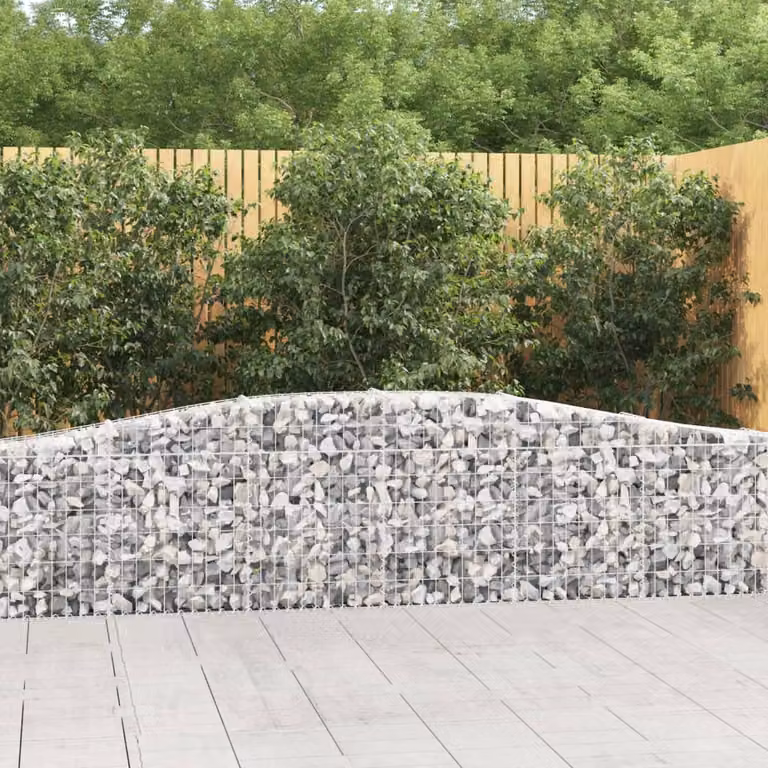 Set di 8 cesti gabbioni ad arco vidaXL in acciaio zincato grigio, L: 400 cm, P: 30 cm, H: 60/80 cm