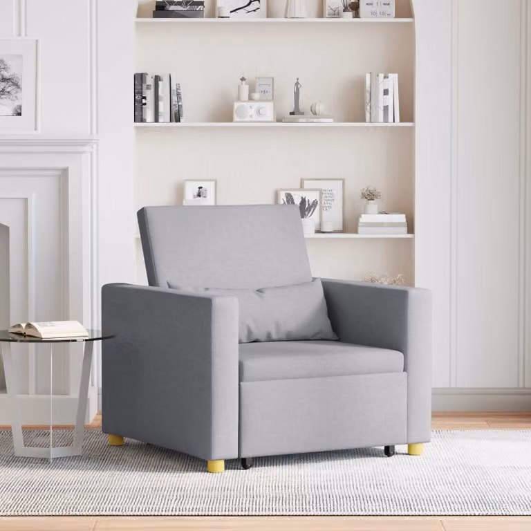 vidaXL Divano letto estraibile singolo moderno in tessuto Grigio, L: 90 cm, P: 165 cm, H: 87 cm