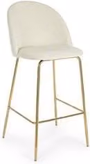 Set di 2 Sgabelli Bizzotto in Velluto Bianco con Struttura in Metallo Dorato