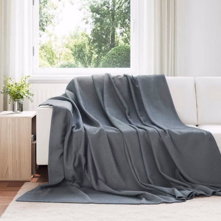 Set di 24 coperte in pile vidaXL grigio scuro, morbide e lavabili, L: 240 cm x P: 220 cm