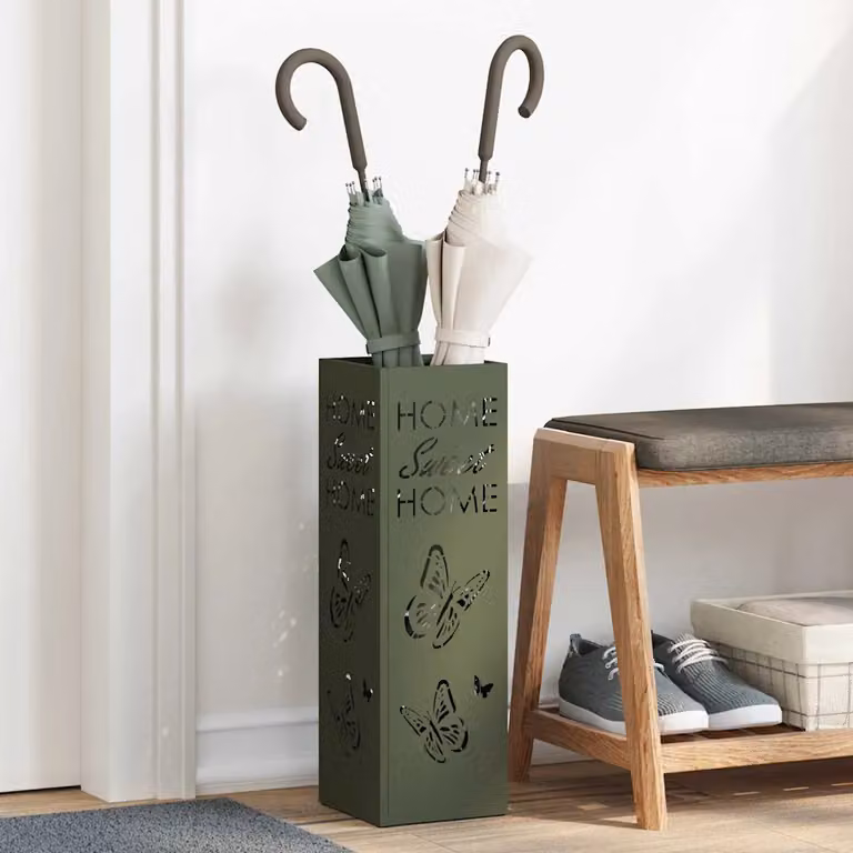 Stand per ombrelli da pioggia vidaXL in metallo verde L/P/H: 15,5 x 15,5 x 49 cm