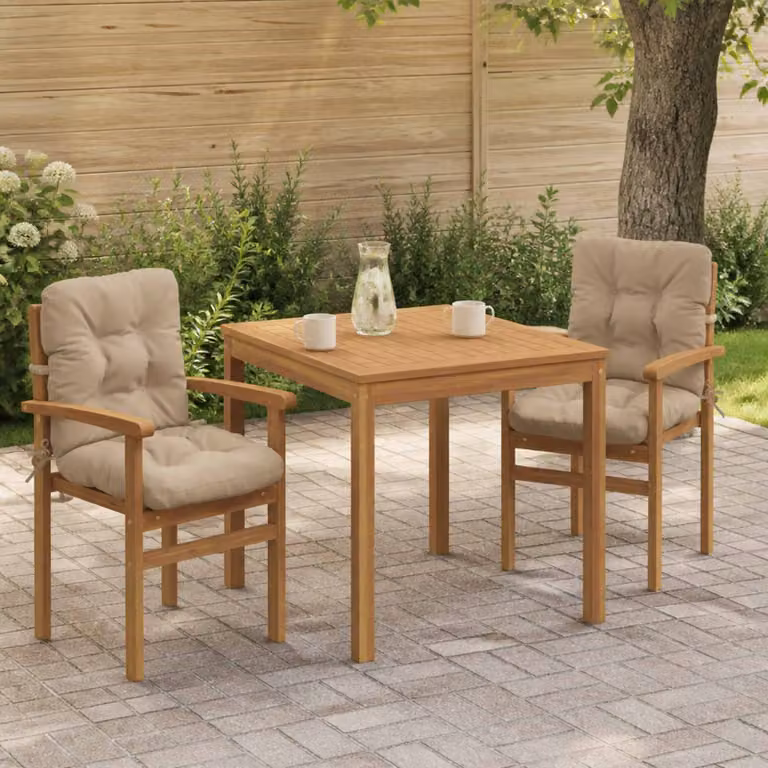 Set di 2 cuscini per sedia alta vidaXL VIANEN in poliestere color sabbia con rivestimento rimovibile e resistente ai raggi UV