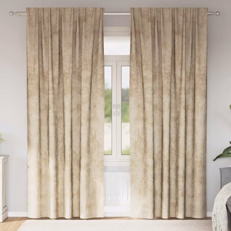 Set di 2 tende in velluto vidaXL beige, oscuranti e termoisolanti, con occhielli, H: 245 cm x L: 140 cm