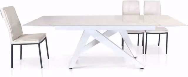 Tavolo estensibile Big Table Mobili 2G con piano in vetro bianco lucido, L: 160 cm, P: 90 cm, H: 76 cm (aperto fino a 240 cm)