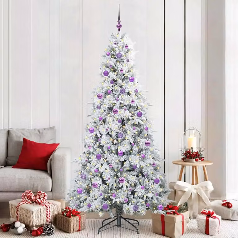 Albero di Natale Artificiale vidaXL Bianco con Luci LED Warm White Altezza: 210 cm