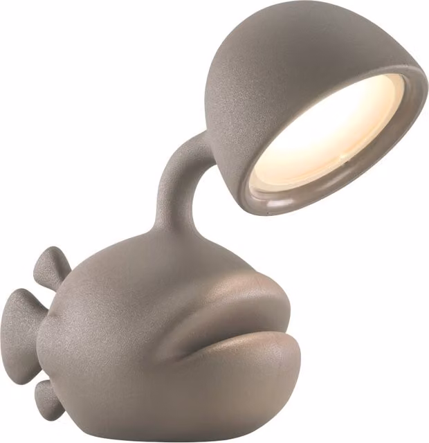 Qeeboo Abyss Lampada da tavolo LED in plastica grigia con luce bianca calda