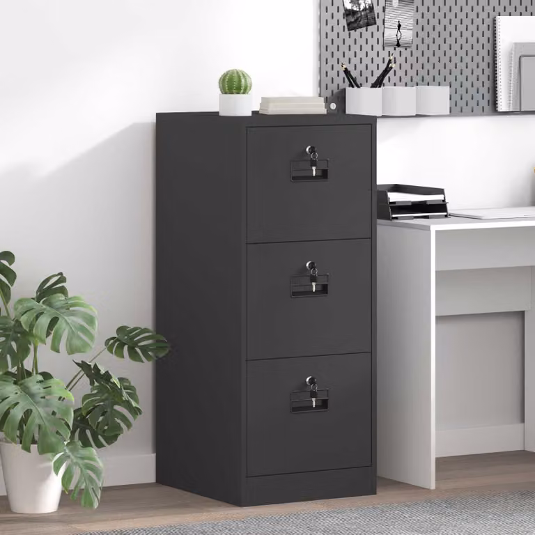 Armadio per file vidaXL in metallo nero con cassetti e serratura L/P/H: 44 x 50 x 106.5 cm