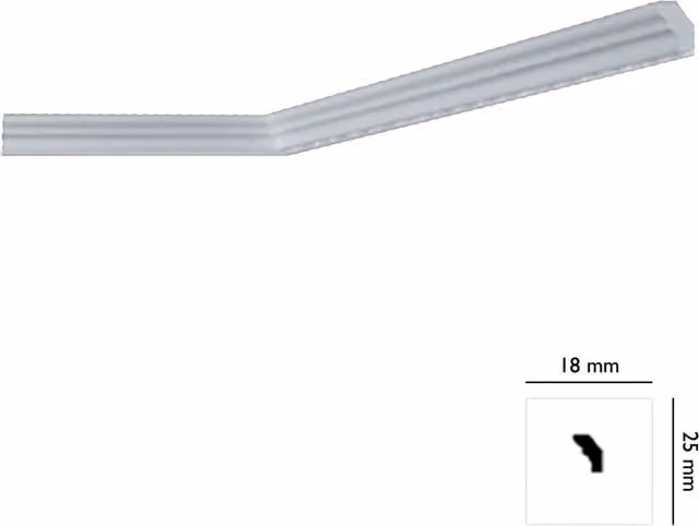 Cornice decorativa per soffitto Bovelacci modello I725 in polistirolo bianco, L/P/H: 25 x 18 x 200 cm, confezione da 200 pezzi
