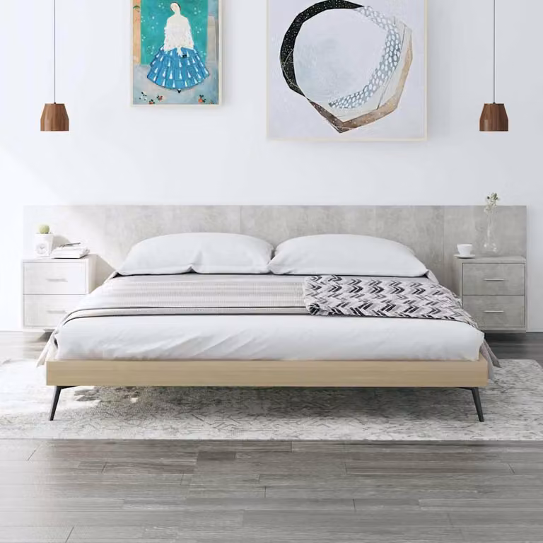 vidaXL Testiera Letto con Comodini Integrati in Legno Multistrato Grigio