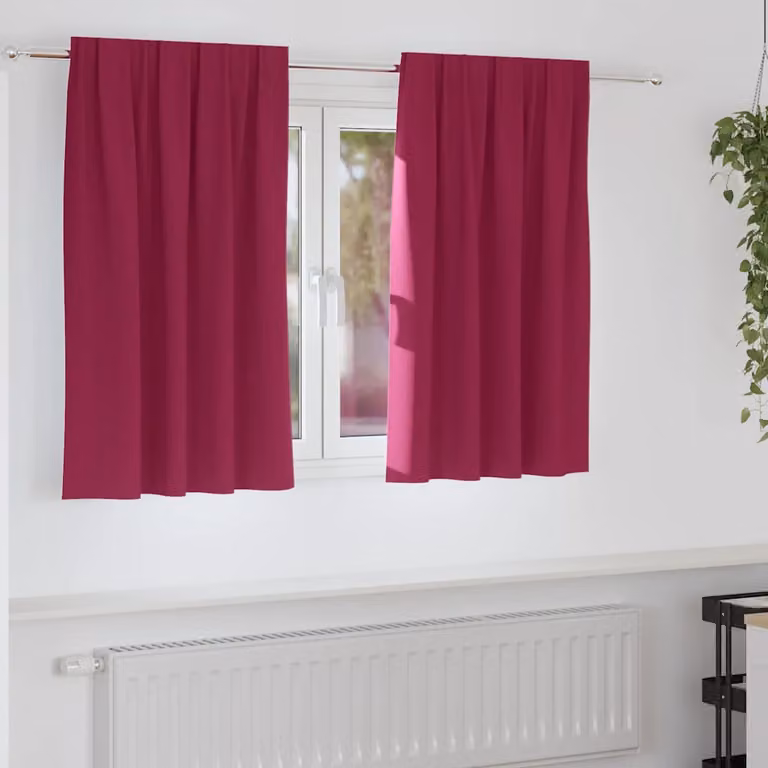 Set di 2 tende blackout vidaXL con anelli in poliestere, colore rosso, L 140 cm x H 140 cm