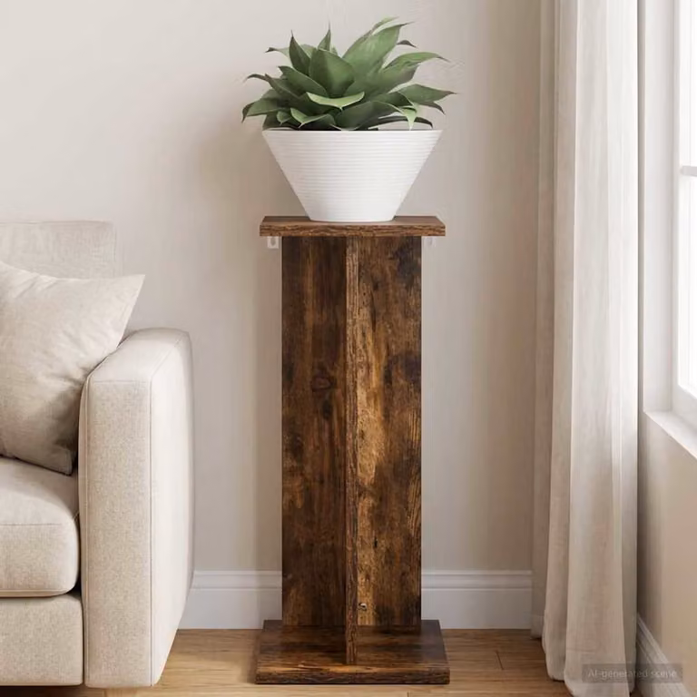 vidaXL Supporto per piante moderno in legno Rovere Fumo L/P/H: 25 x 25,5 x 60,5 cm