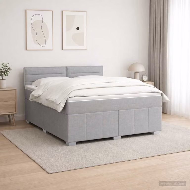 Letto box spring ibrido vidaXL con materasso a molle insacchettate, Grigio, L: 140 cm, P: 190 cm