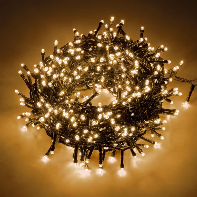 Dictrolux Catena Luminosa Compact con 500 LED Bianco Caldo, Lunghezza: 25 m