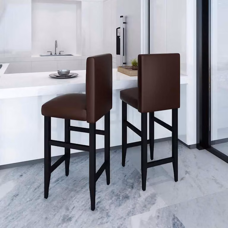 Set di 2 sgabelli da bar vidaXL in similpelle marrone scuro e legno