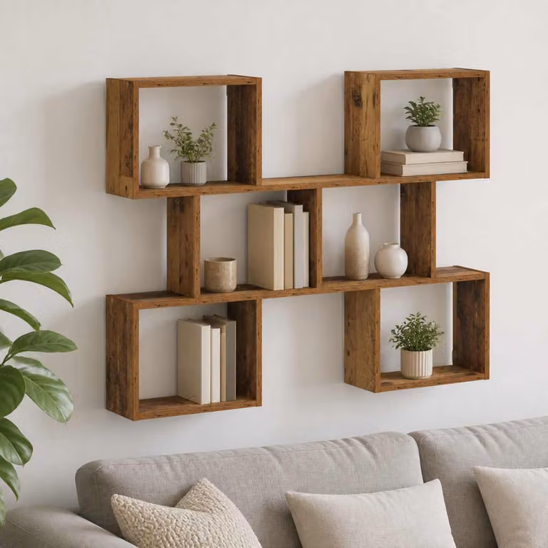 Scaffale da parete vidaXL in legno color marrone antico L: 103 cm, P: 17 cm, H: 80 cm