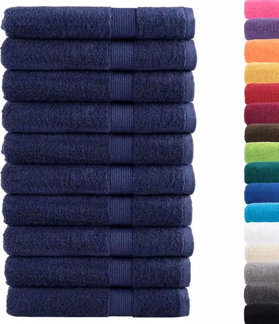 Set di 10 asciugamani da sauna vidaXL in cotone spugna blu, L 80 cm x P 200 cm, 600 g/m²