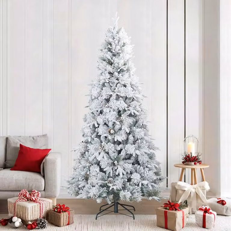 Albero di Natale Artificiale Snodato vidaXL Bianco con Effetto Neve Altezza: 240 cm