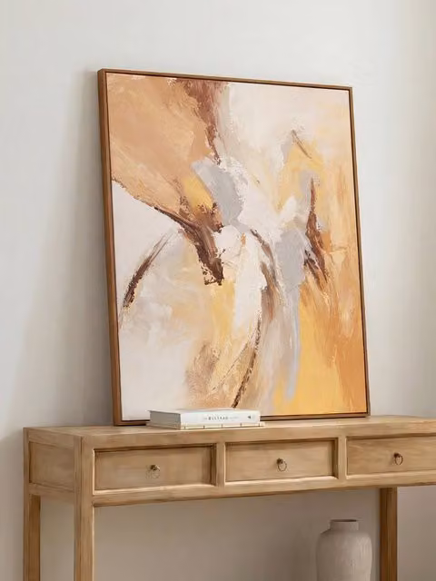 Quadro astratto moderno Chaud Kenay Home, multicolore beige e marrone, L: 80 cm, H: 100 cm