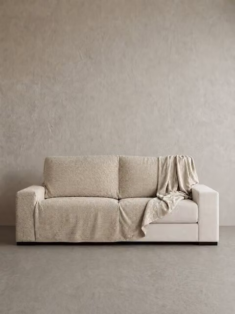 Fodera per divano a 2 posti Coven Kenay Home, tessuto jacquard a righe, grigio, bianco e beige, larghezza: 180 cm